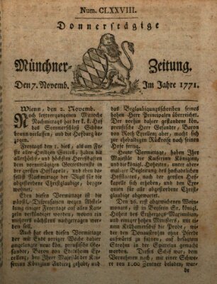 Münchner Zeitung (Süddeutsche Presse) Donnerstag 7. November 1771