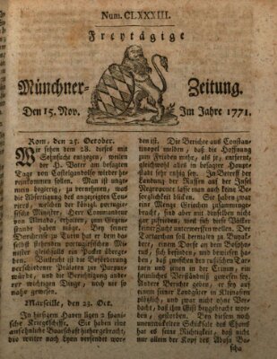 Münchner Zeitung (Süddeutsche Presse) Freitag 15. November 1771