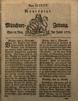 Münchner Zeitung (Süddeutsche Presse) Montag 18. November 1771