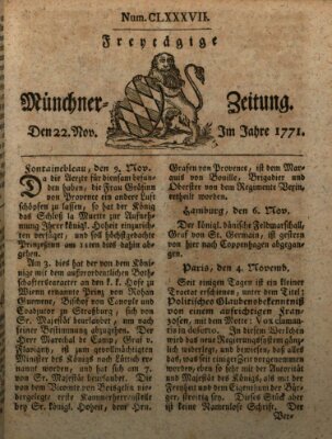 Münchner Zeitung (Süddeutsche Presse) Freitag 22. November 1771