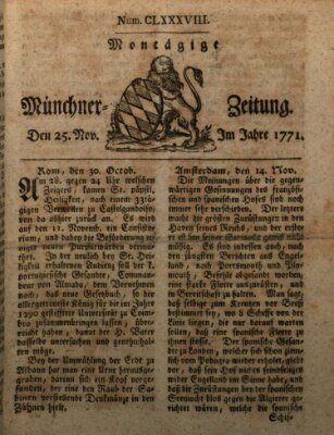 Münchner Zeitung (Süddeutsche Presse) Montag 25. November 1771