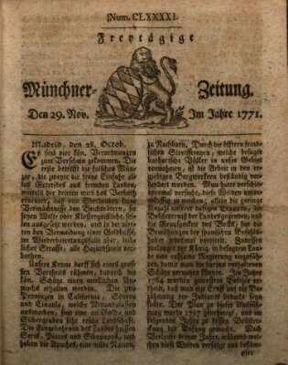 Münchner Zeitung (Süddeutsche Presse) Freitag 29. November 1771