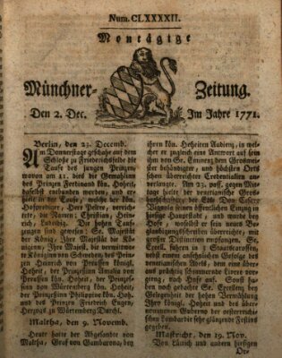 Münchner Zeitung (Süddeutsche Presse) Montag 2. Dezember 1771