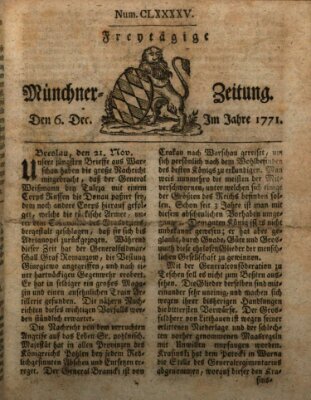 Münchner Zeitung (Süddeutsche Presse) Freitag 6. Dezember 1771