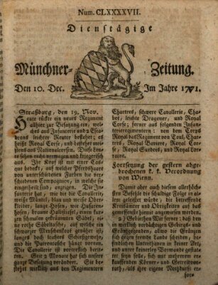 Münchner Zeitung (Süddeutsche Presse) Dienstag 10. Dezember 1771