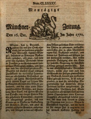 Münchner Zeitung (Süddeutsche Presse) Montag 16. Dezember 1771