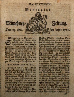 Münchner Zeitung (Süddeutsche Presse) Montag 23. Dezember 1771