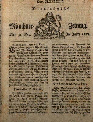 Münchner Zeitung (Süddeutsche Presse) Dienstag 31. Dezember 1771