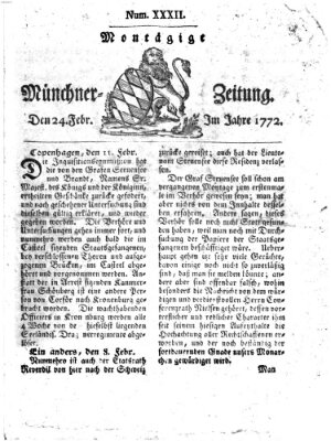 Münchner Zeitung (Süddeutsche Presse) Montag 24. Februar 1772