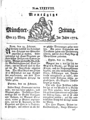 Münchner Zeitung (Süddeutsche Presse) Montag 23. März 1772