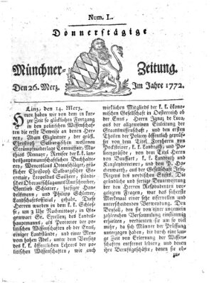 Münchner Zeitung (Süddeutsche Presse) Donnerstag 26. März 1772