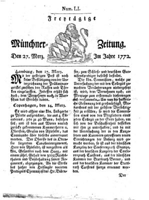 Münchner Zeitung (Süddeutsche Presse) Freitag 27. März 1772