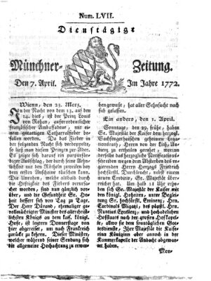 Münchner Zeitung (Süddeutsche Presse) Dienstag 7. April 1772