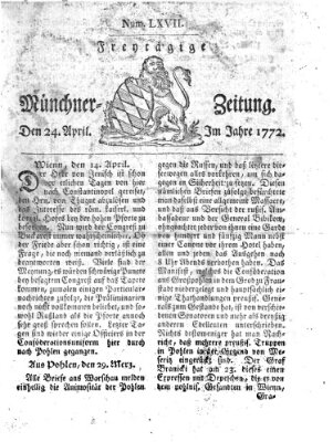 Münchner Zeitung (Süddeutsche Presse) Freitag 24. April 1772