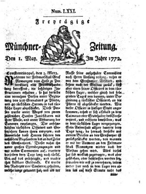 Münchner Zeitung (Süddeutsche Presse) Freitag 1. Mai 1772