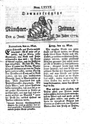 Münchner Zeitung (Süddeutsche Presse) Donnerstag 4. Juni 1772