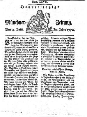 Münchner Zeitung (Süddeutsche Presse) Donnerstag 2. Juli 1772