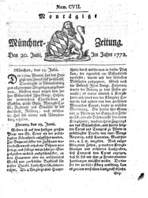 Münchner Zeitung (Süddeutsche Presse) Montag 20. Juli 1772