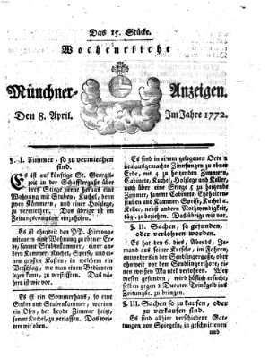 Münchner Zeitung (Süddeutsche Presse) Mittwoch 8. April 1772