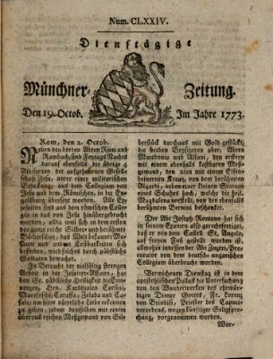 Münchner Zeitung (Süddeutsche Presse) Dienstag 19. Oktober 1773