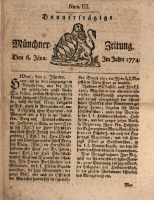 Münchner Zeitung (Süddeutsche Presse) Donnerstag 6. Januar 1774