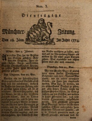 Münchner Zeitung (Süddeutsche Presse) Dienstag 18. Januar 1774