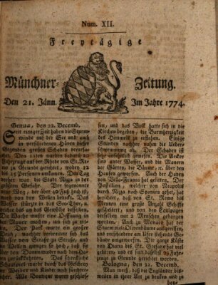 Münchner Zeitung (Süddeutsche Presse) Freitag 21. Januar 1774