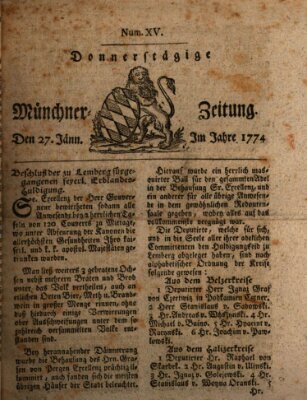 Münchner Zeitung (Süddeutsche Presse) Donnerstag 27. Januar 1774