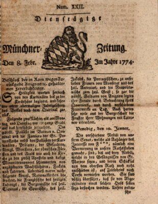 Münchner Zeitung (Süddeutsche Presse) Dienstag 8. Februar 1774