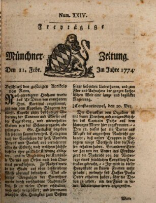 Münchner Zeitung (Süddeutsche Presse) Freitag 11. Februar 1774