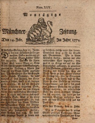 Münchner Zeitung (Süddeutsche Presse) Montag 14. Februar 1774