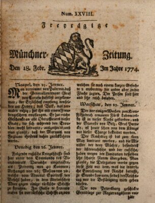 Münchner Zeitung (Süddeutsche Presse) Freitag 18. Februar 1774