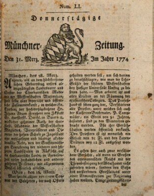 Münchner Zeitung (Süddeutsche Presse) Donnerstag 31. März 1774