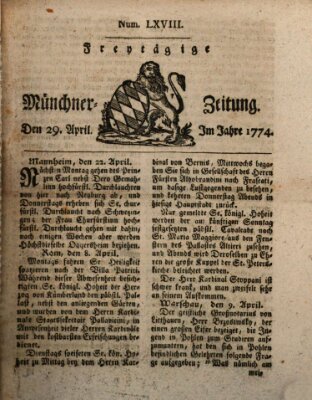 Münchner Zeitung (Süddeutsche Presse) Freitag 29. April 1774