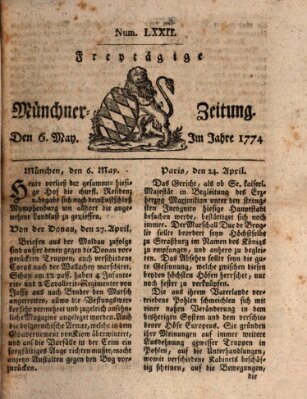 Münchner Zeitung (Süddeutsche Presse) Freitag 6. Mai 1774