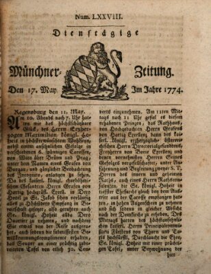 Münchner Zeitung (Süddeutsche Presse) Dienstag 17. Mai 1774