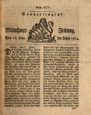 Münchner Zeitung (Süddeutsche Presse) Donnerstag 16. Juni 1774