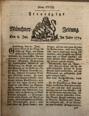 Münchner Zeitung (Süddeutsche Presse) Freitag 8. Juli 1774