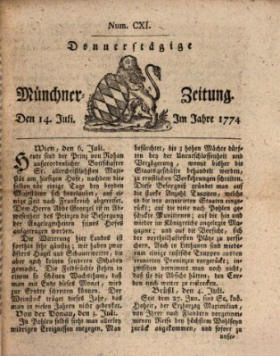 Münchner Zeitung (Süddeutsche Presse) Donnerstag 14. Juli 1774