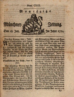 Münchner Zeitung (Süddeutsche Presse) Montag 18. Juli 1774