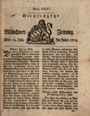 Münchner Zeitung (Süddeutsche Presse) Dienstag 19. Juli 1774