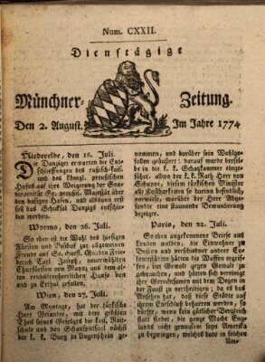 Münchner Zeitung (Süddeutsche Presse) Dienstag 2. August 1774