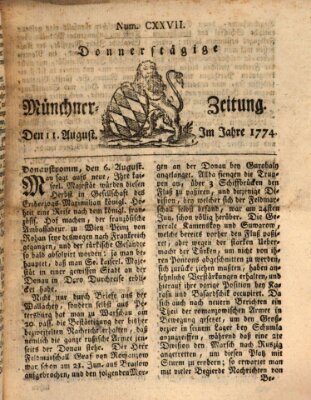 Münchner Zeitung (Süddeutsche Presse) Donnerstag 11. August 1774