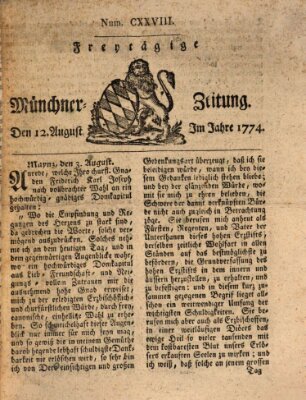 Münchner Zeitung (Süddeutsche Presse) Freitag 12. August 1774