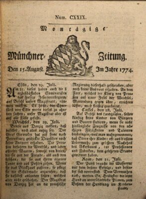 Münchner Zeitung (Süddeutsche Presse) Montag 15. August 1774