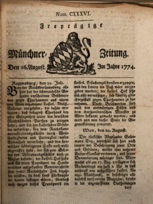 Münchner Zeitung (Süddeutsche Presse) Freitag 26. August 1774