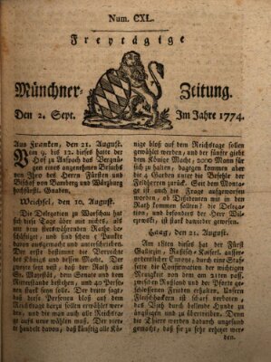 Münchner Zeitung (Süddeutsche Presse) Freitag 2. September 1774