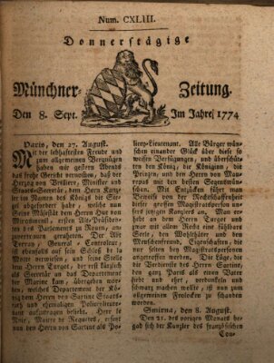 Münchner Zeitung (Süddeutsche Presse) Donnerstag 8. September 1774