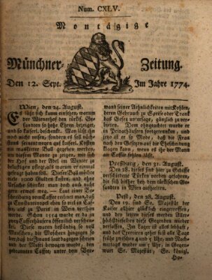 Münchner Zeitung (Süddeutsche Presse) Montag 12. September 1774