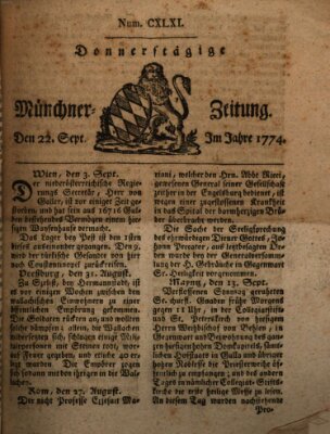 Münchner Zeitung (Süddeutsche Presse) Donnerstag 22. September 1774